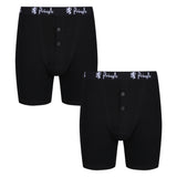 Pringle 2 Pack Henry Button Cotton Stretch Boxers - Black