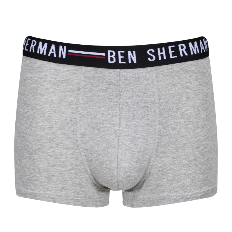 Ben Sherman Mens Roman 3 Pack Trunks - Black/White/Grey