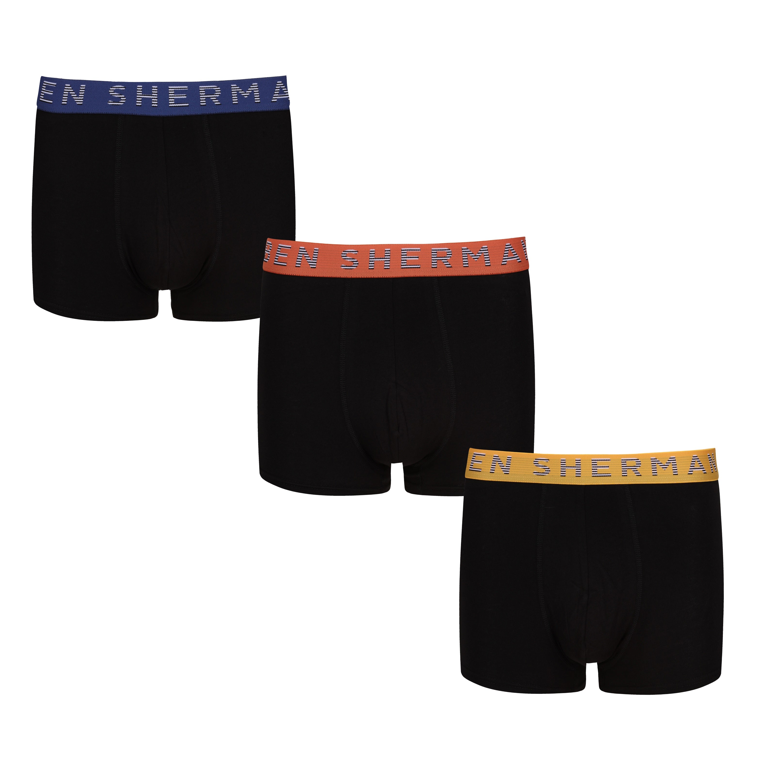 Ben Sherman Mens Achilles 3 Pack Trunks in Black