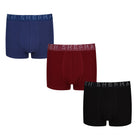 Ben Sherman Mens Gatlin 3 Pack Trunks - Black/Navy/Burgundy