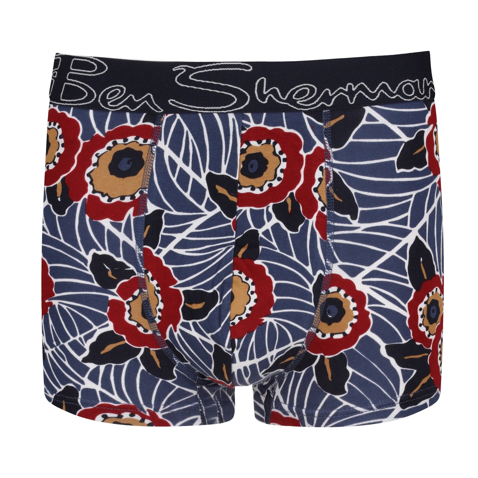 Ben Sherman Mens Coen 3 Pack Trunks - Navy/Floral/Blue