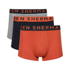 Ben Sherman Mens Jair 3 Pack Trunks - Grey/Ginger Print/Salute