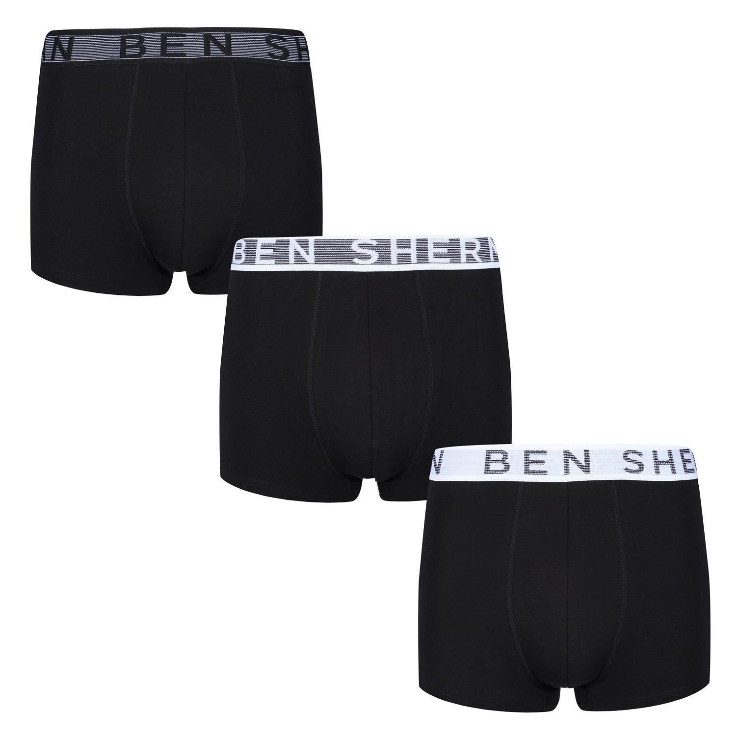 Ben Sherman Mens Bray 3 Pack Trunks in Black