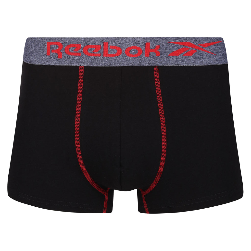 Reebok Mens Performance 3 Pack Boxer Short Sports Stott Trunks - Black