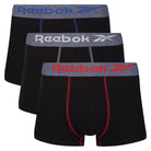 Reebok Mens Performance 3 Pack Boxer Short Sports Stott Trunks - Black