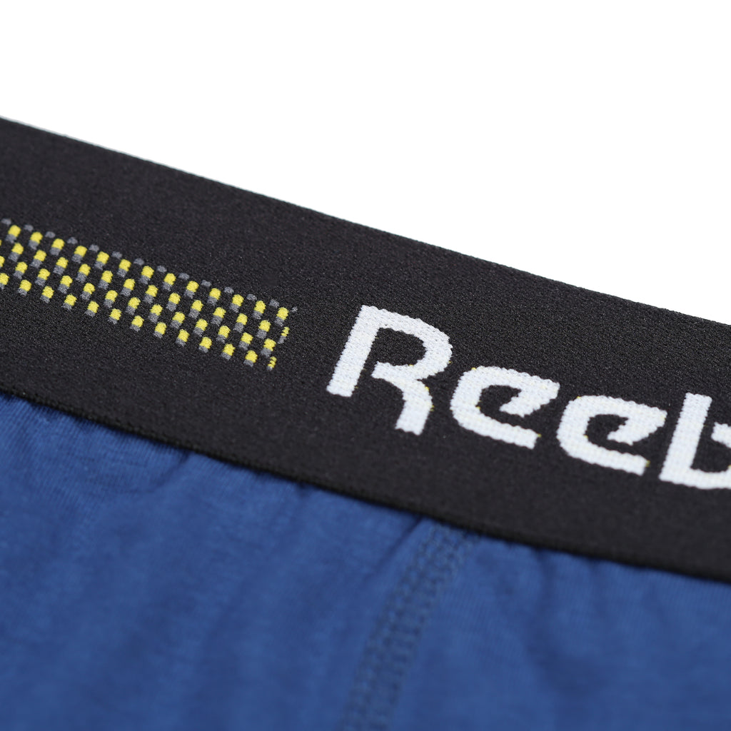 Reebok Mens 3 Pack Ennio Sports Trunks - Blue/Charcoal/Navy/White/Grey