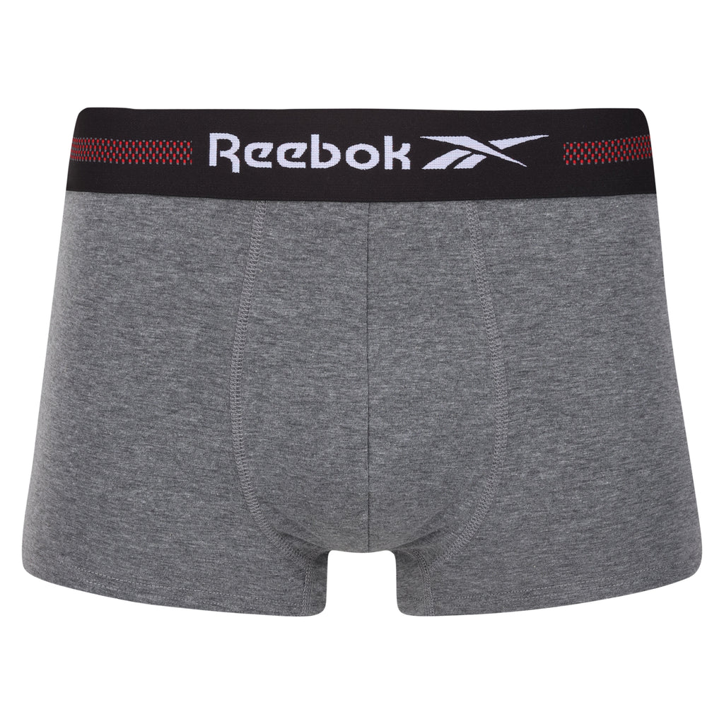 Reebok Mens 3 Pack Ennio Sports Trunks - Blue/Charcoal/Navy/White/Grey