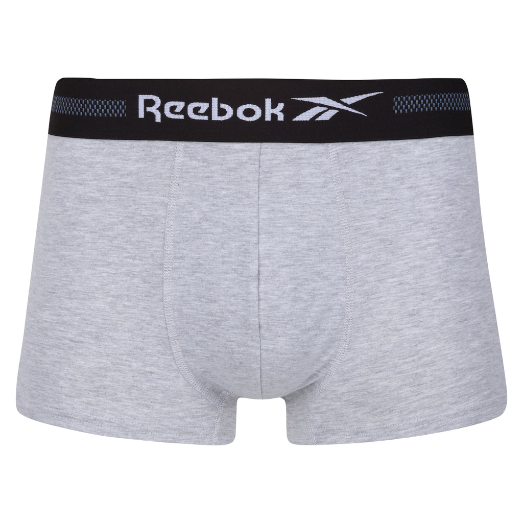 Reebok Mens 3 Pack Ennio Sports Trunks - Blue/Charcoal/Navy/White/Grey