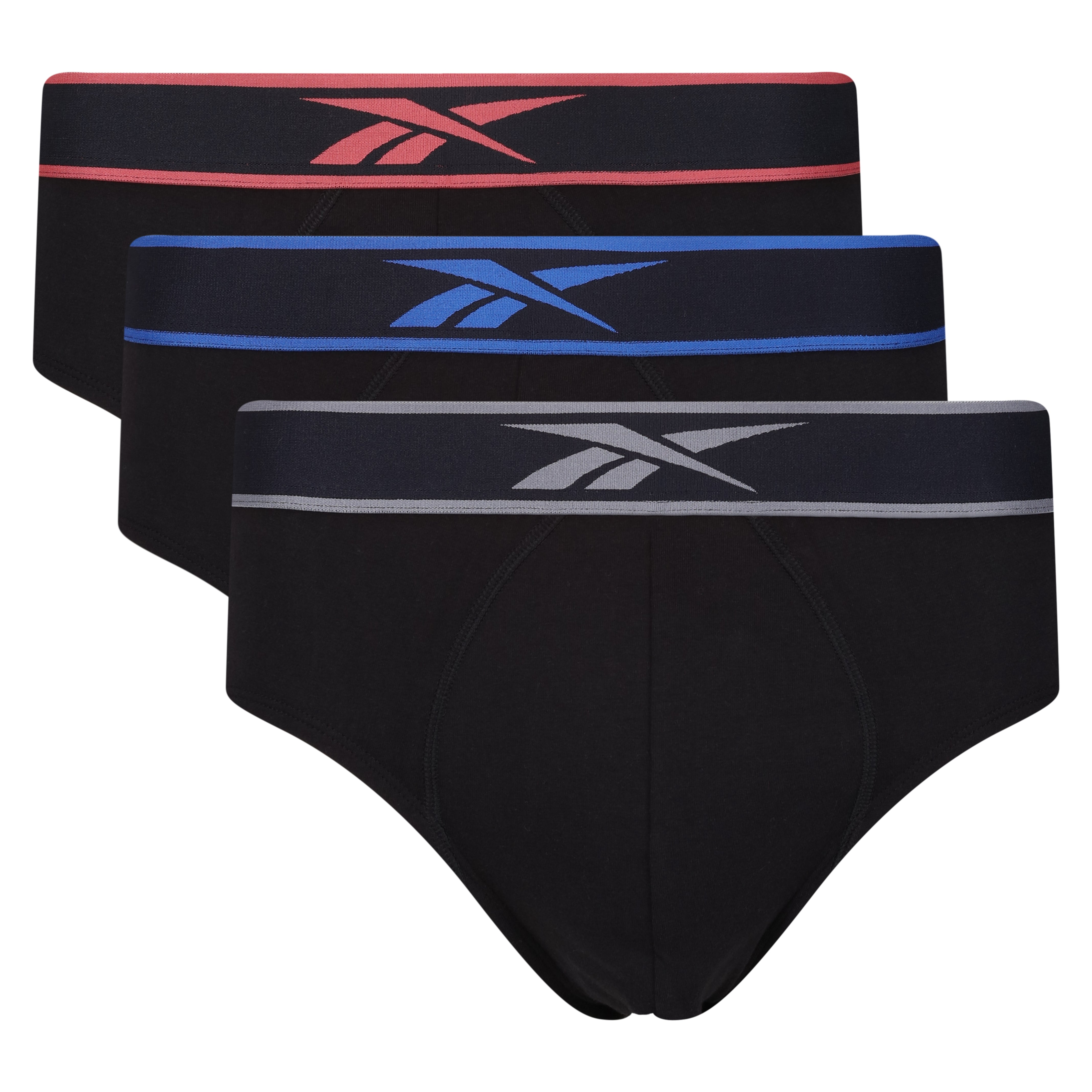 Reebok Coen Mens Cotton Stretch 3 Pack Briefs - Black