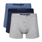 Wrangler 3 Pack Button Fly Cotton Stretch Boxers - Grey Marl/Navy/Dk Denim Marl