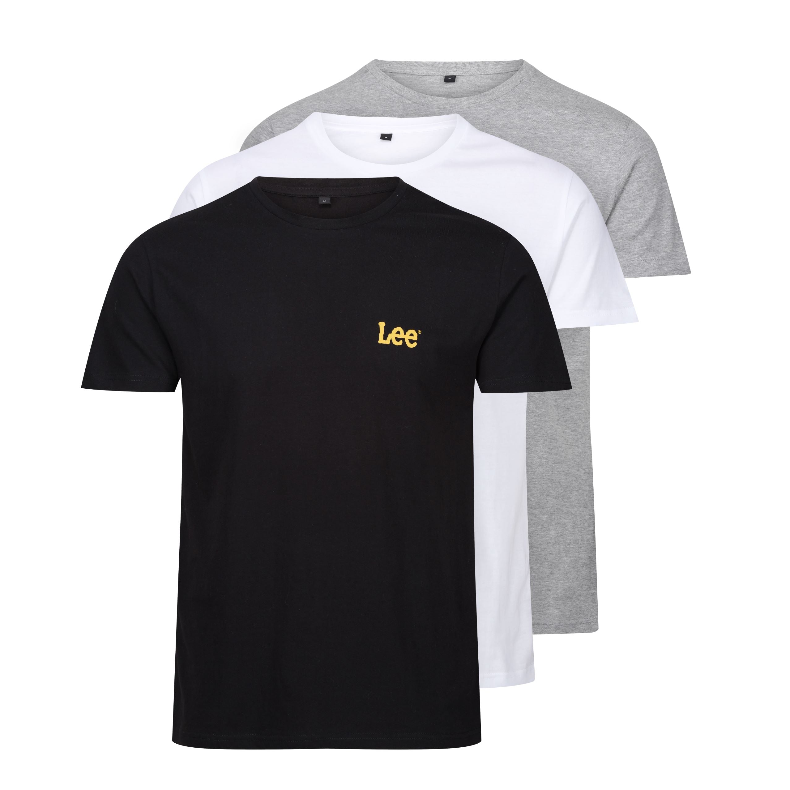 Lee Mens 3 Pack Crew Neck Larkin T-Shirt - White/Black/Grey