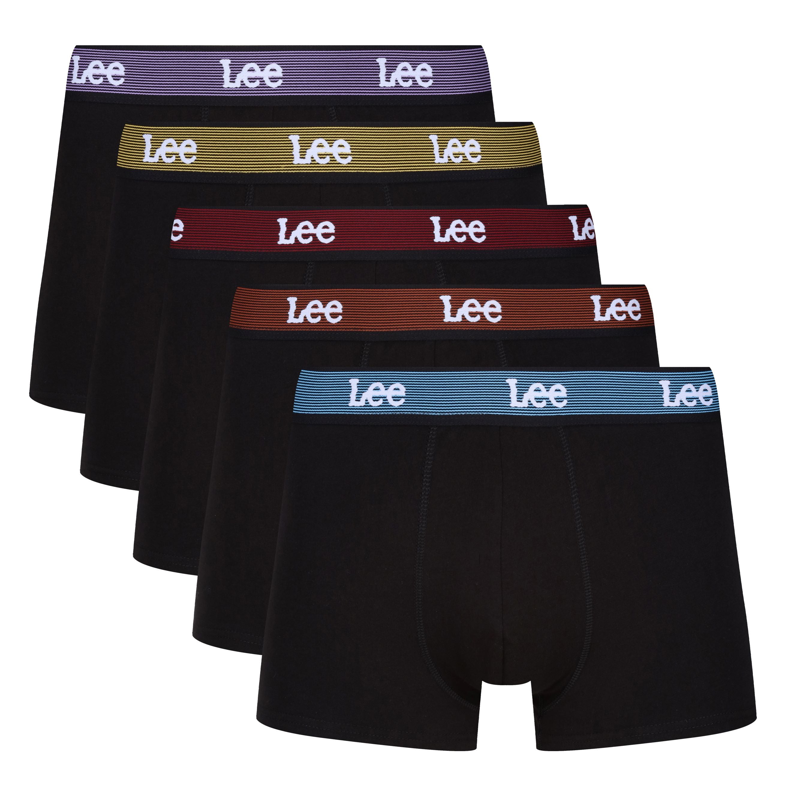 Lee 5 Pack Cotton Stretch Low Rise Trunks Black-Multi