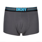 DKNY Mens Monmouth Cotton Stretch 3 pack Trunks - Black/Print/Lead Grey