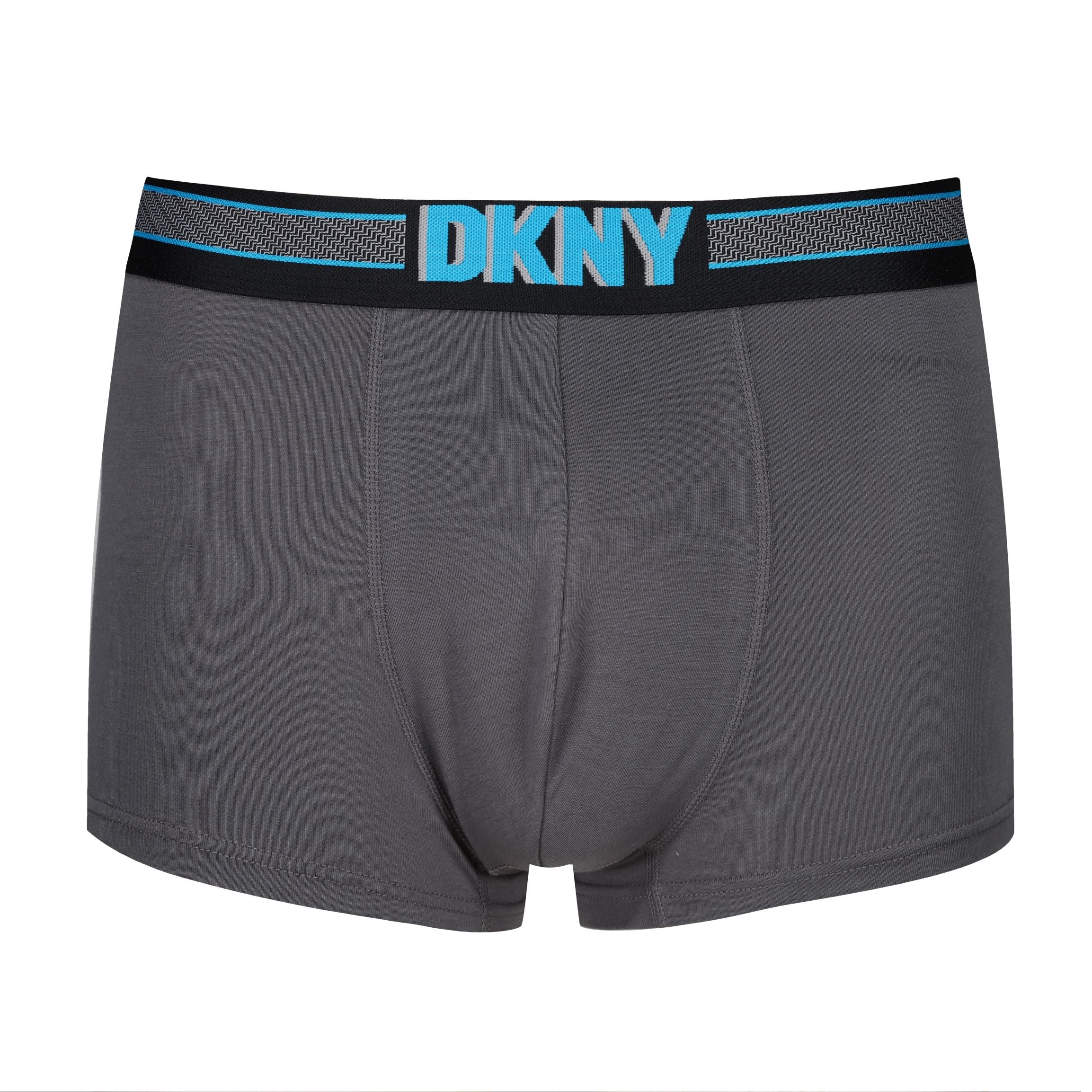 DKNY Mens Monmouth Cotton Stretch 3 pack Trunks - Black/Print/Lead Grey