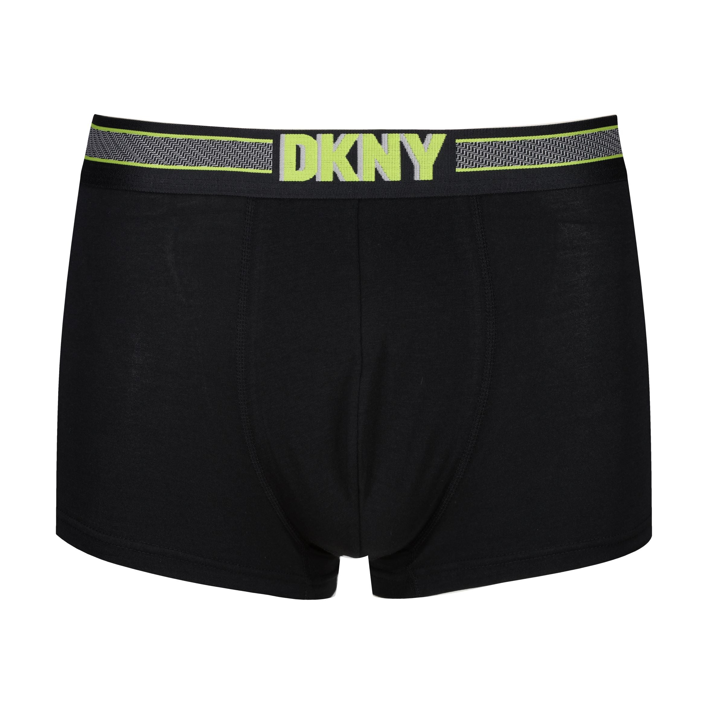 DKNY Mens Monmouth Cotton Stretch 3 pack Trunks - Black/Print/Lead Grey