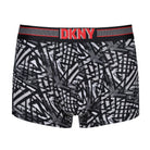 DKNY Mens Monmouth Cotton Stretch 3 pack Trunks - Black/Print/Lead Grey