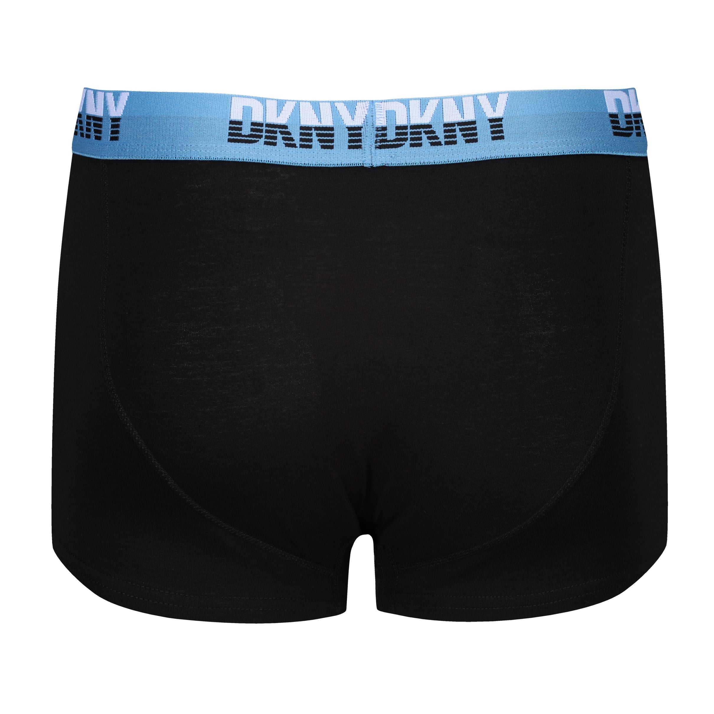 DKNY Mens Oakpark 3 pack Trunks - Black (Blue/Pink/Mint Waistbands)