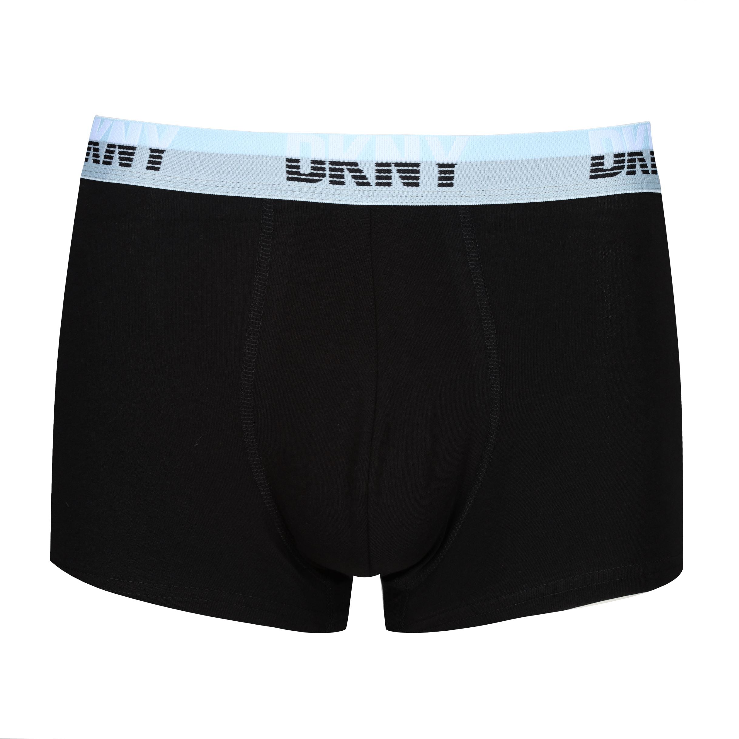 DKNY Mens Oakpark 3 pack Trunks - Black (Blue/Pink/Mint Waistbands)