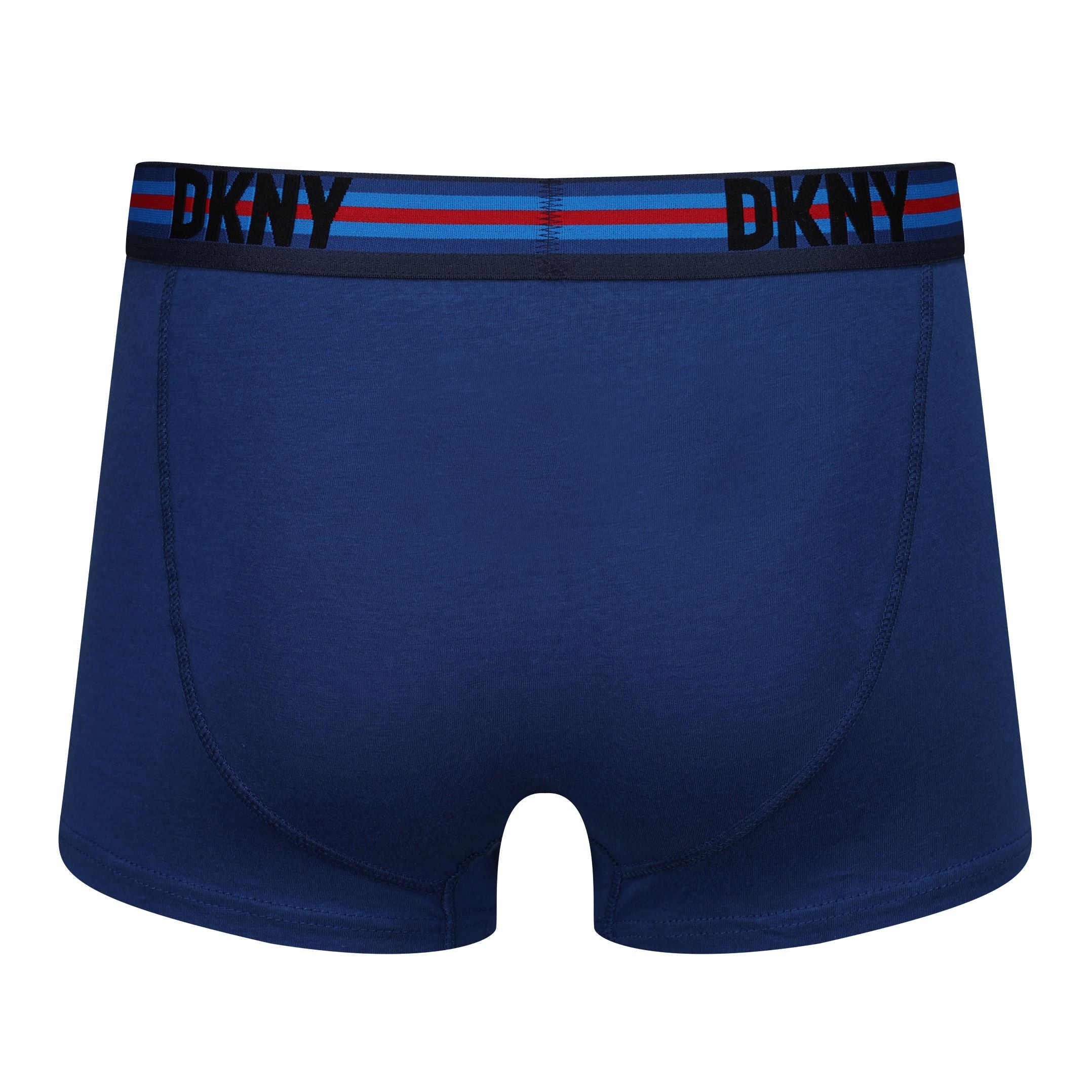 DKNY Mens Virden Cotton Stretch 3 pack Trunks - Blue/Stripe/Red