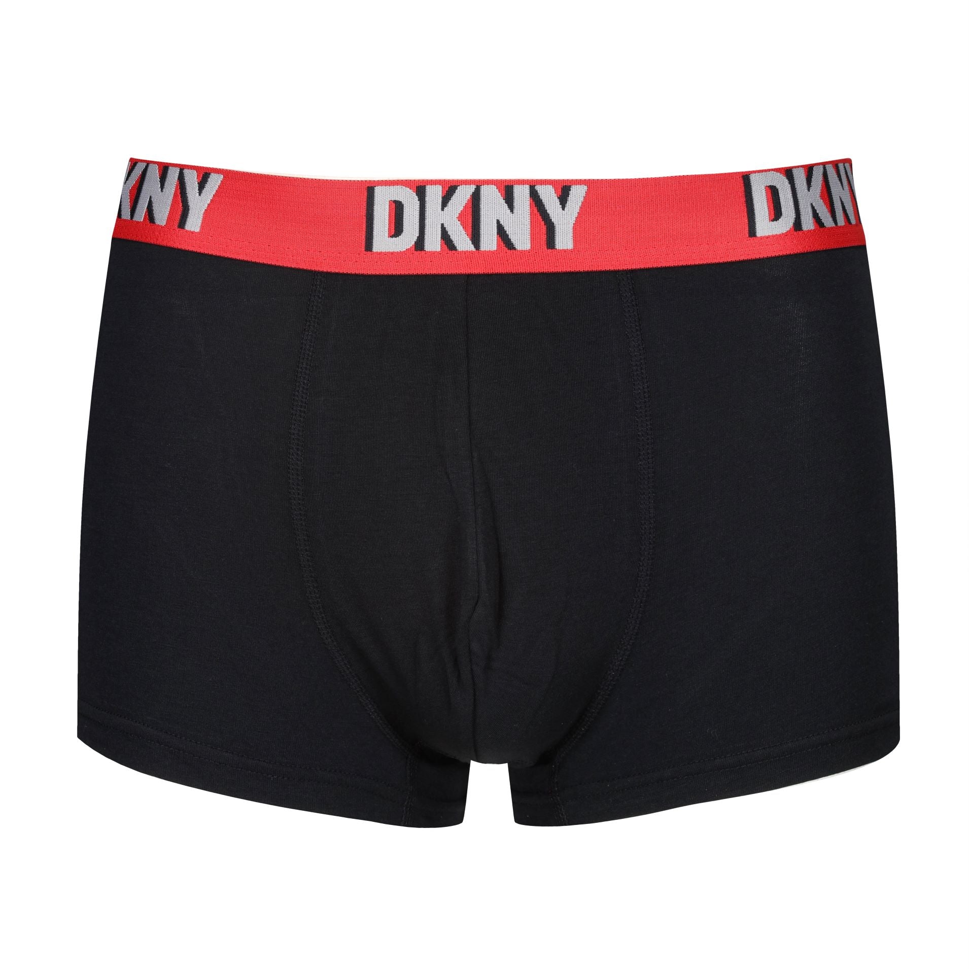 DKNY Mens Monmouth Cotton Stretch 3 pack Trunks - Black/Print/Lead