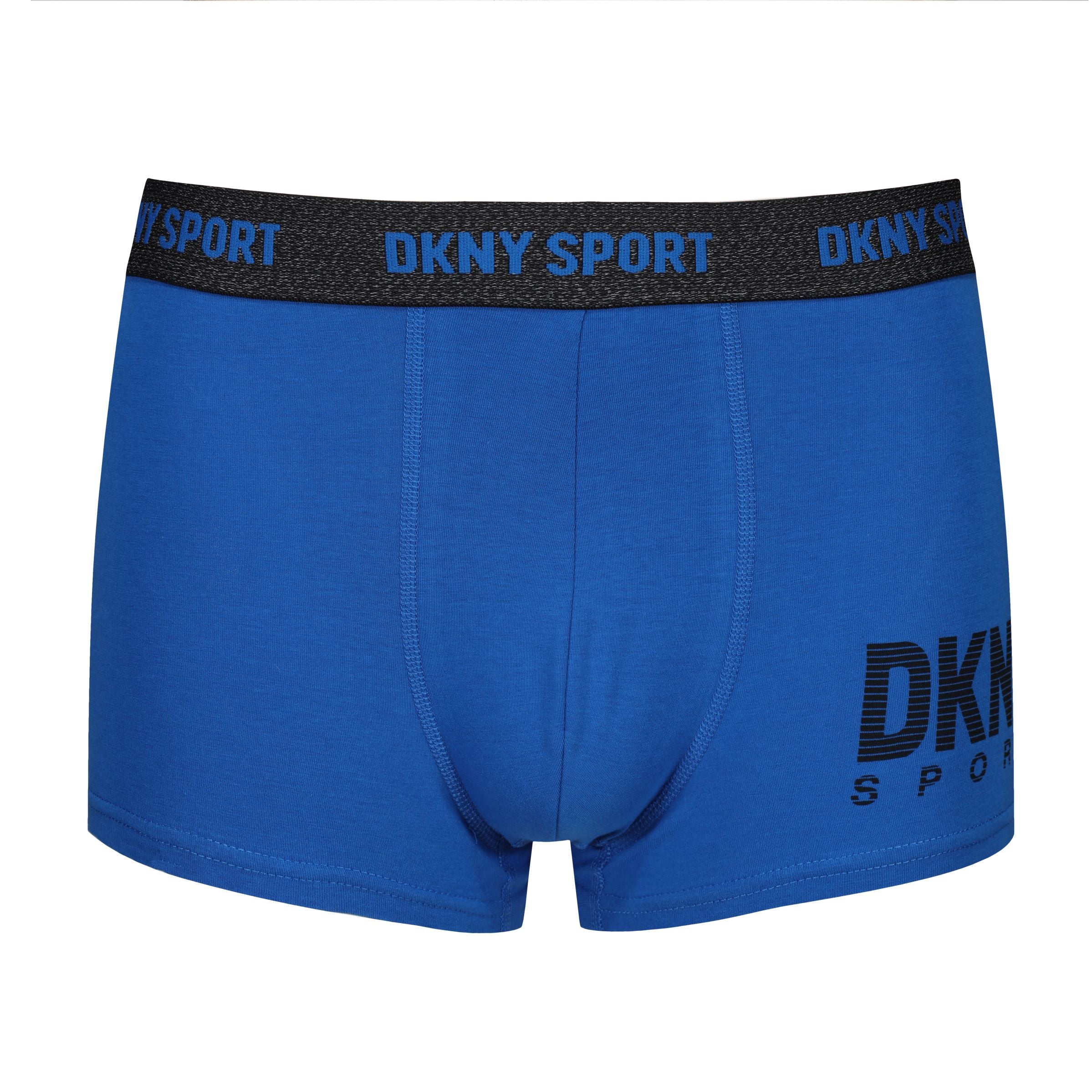 DKNY Mens Monmouth Cotton Stretch 3 pack Trunks - Black/Print/Lead