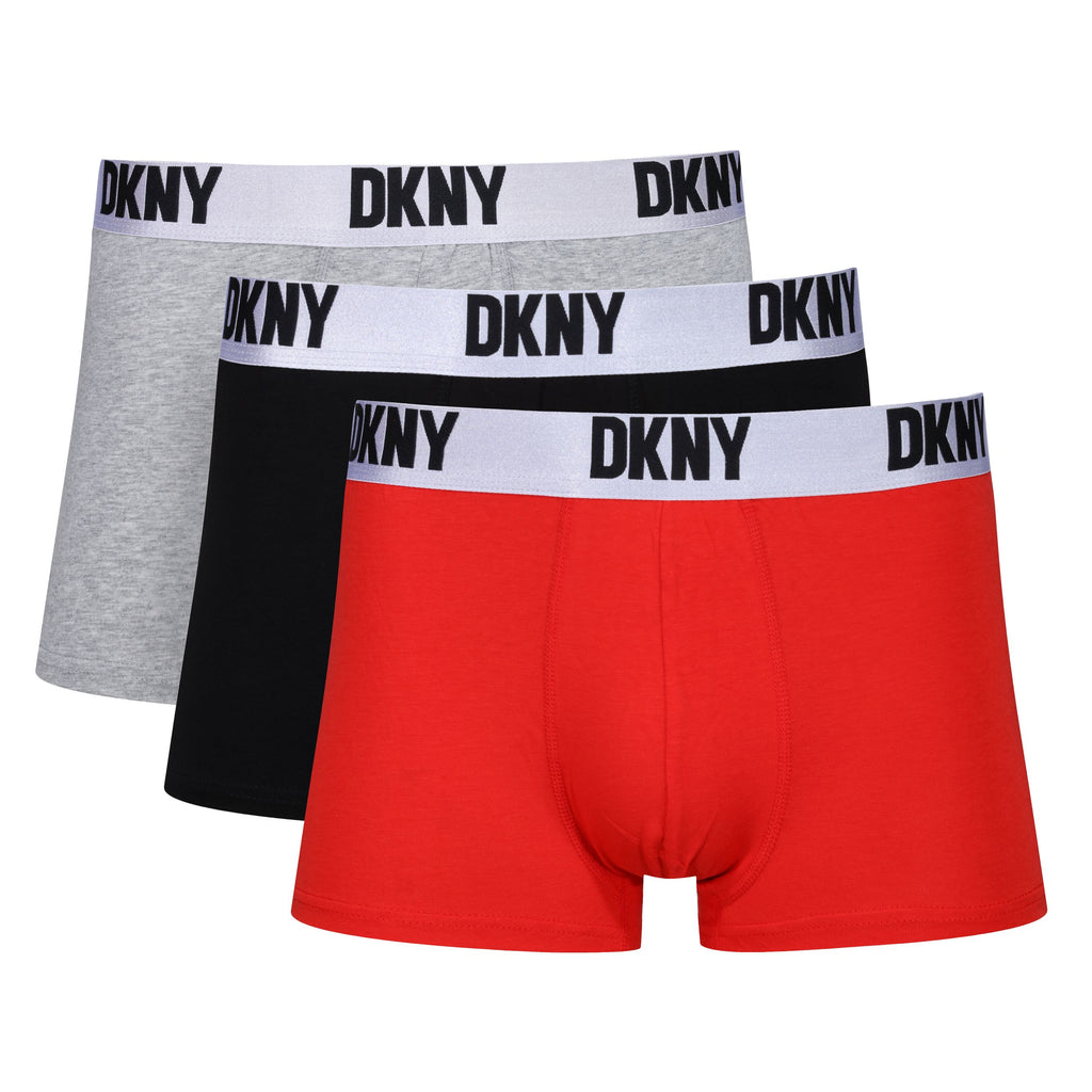 DKNY Mens Boxers 3 Pack Underwear Seattle Cotton Blend Desginer Logo Trunks