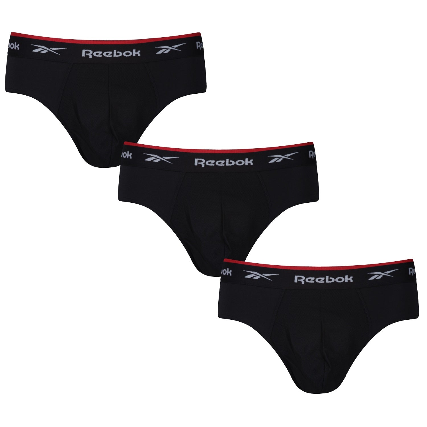 Reebok Wiggins Mens Cotton Stretch 3 Pack Sports Briefs - Black