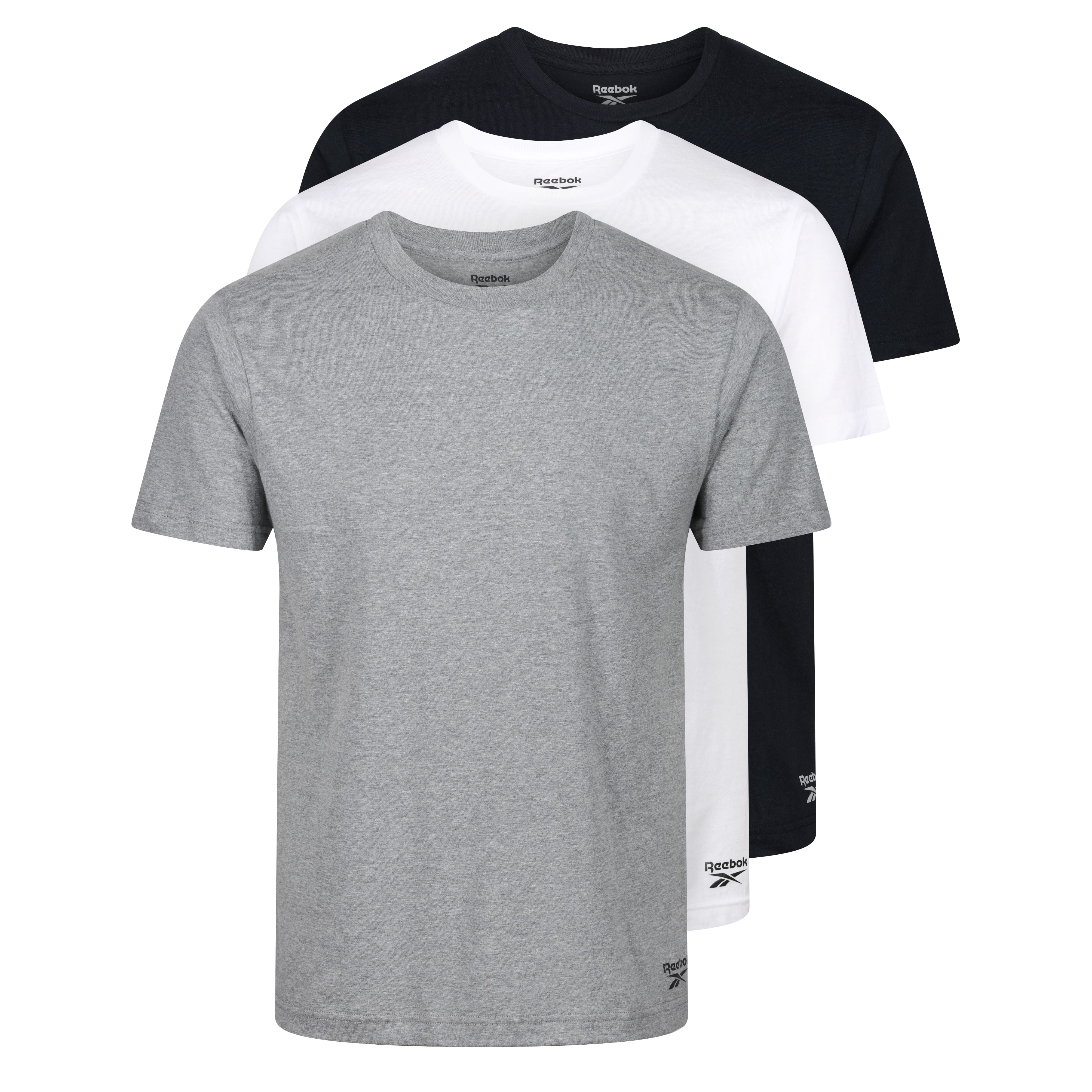 Reebok Mens 3 Pack Crew Neck Tee Santo - Black/White/Grey Marl