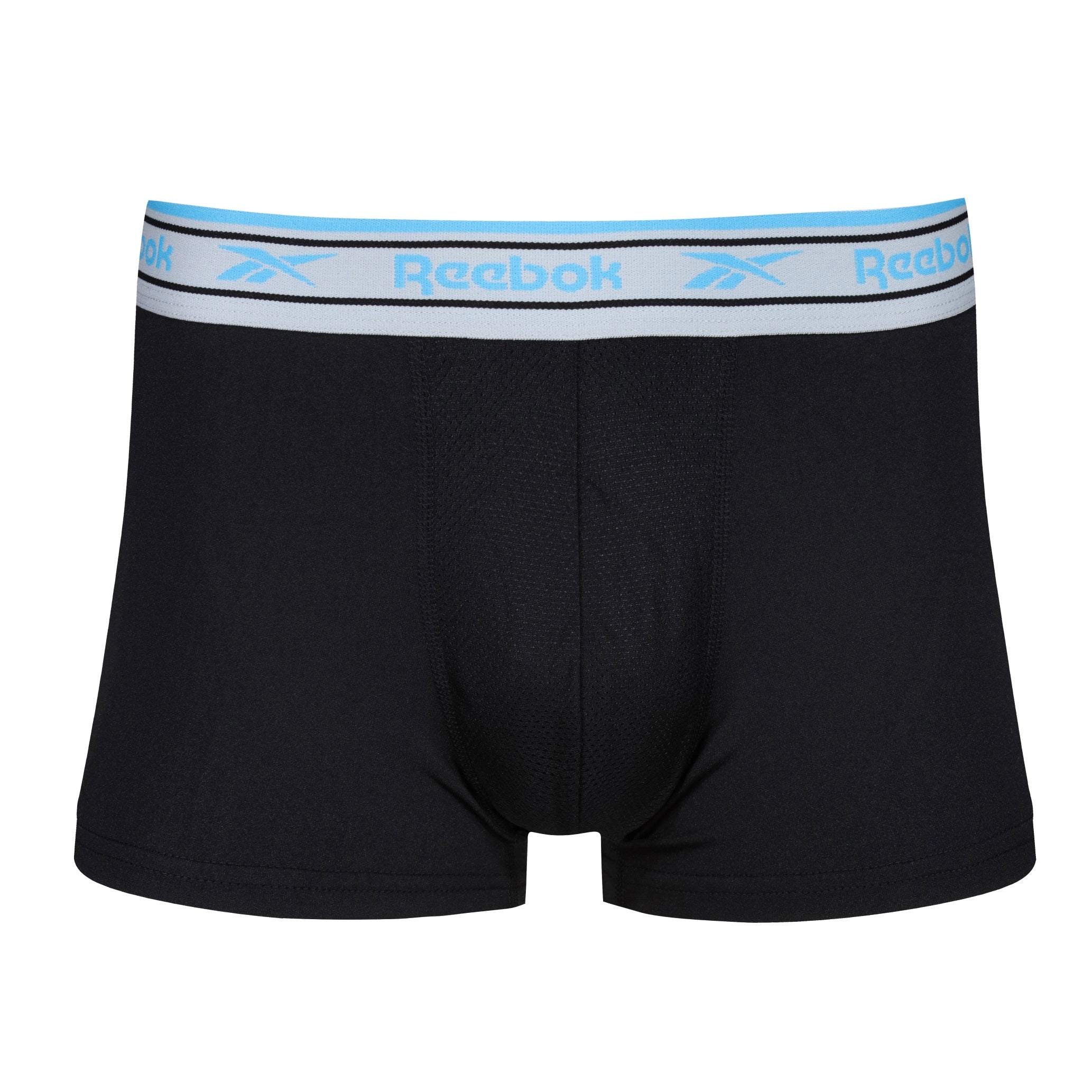 Reebok Mens Performance 3 Pack Jaden Short Sport Trunks - Blue/Red/Aqua Waistbands