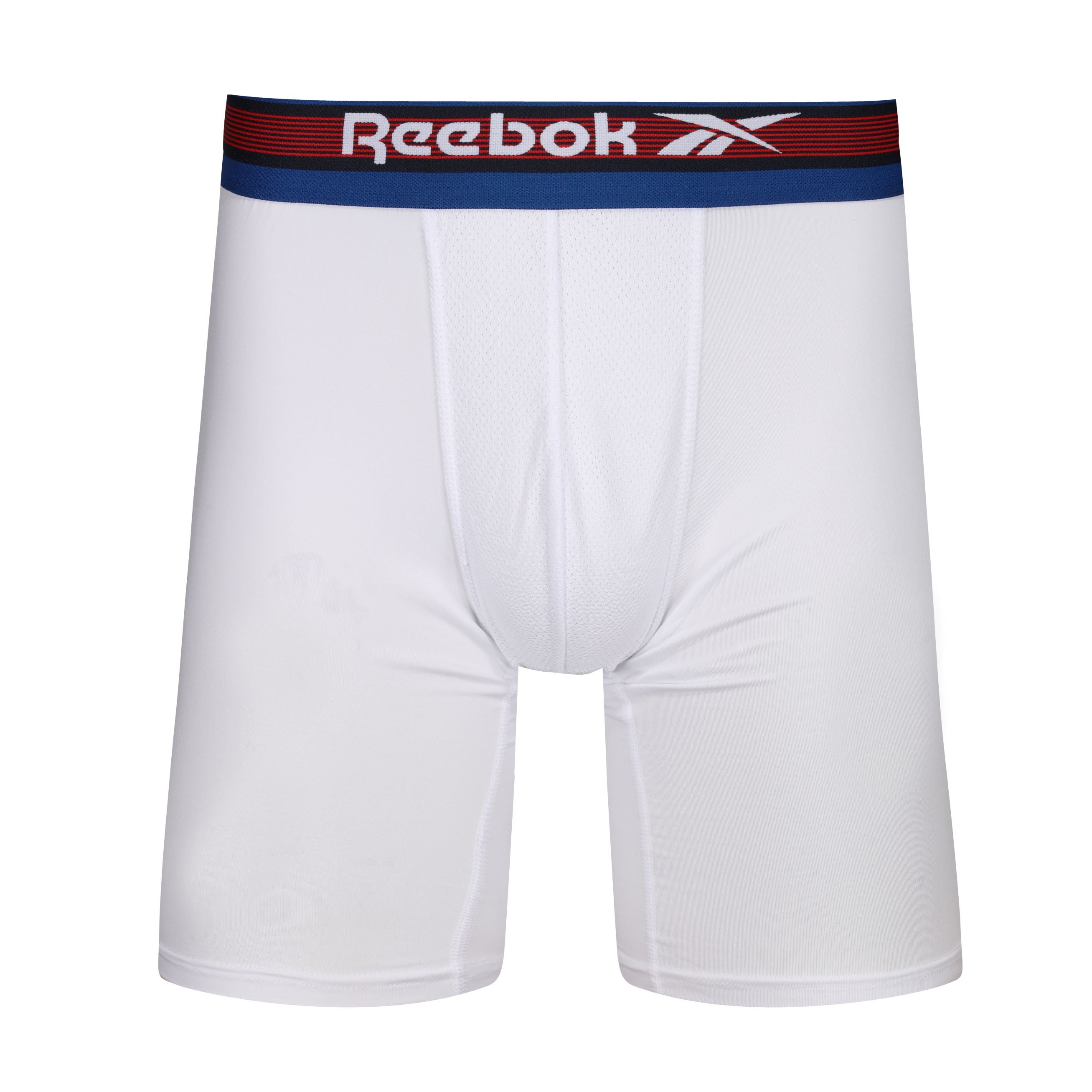 Reebok Mens Ludvig Performance 3 Pack Long Trunks - White/Blue/Navy