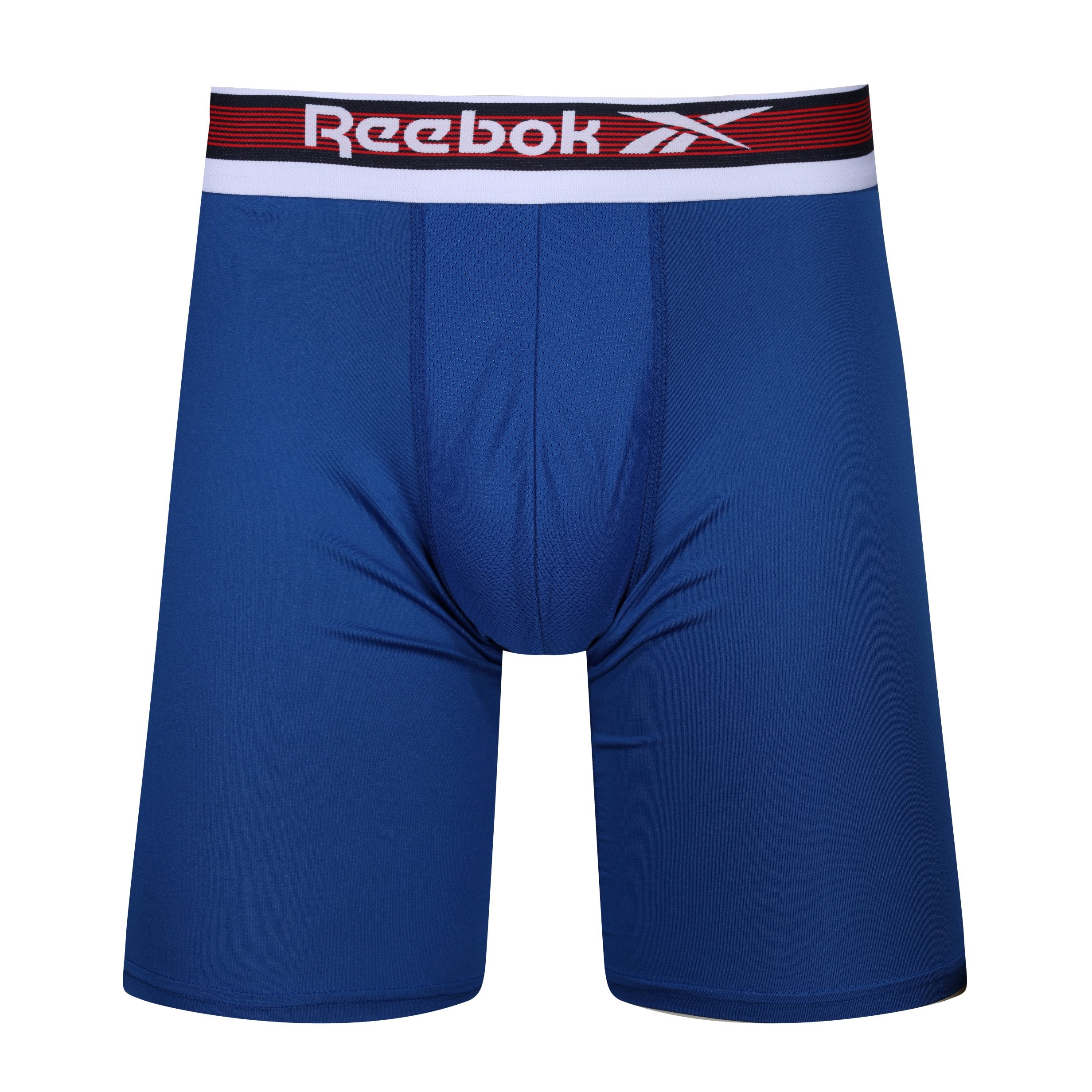 Reebok Mens Ludvig Performance 3 Pack Long Trunks - White/Blue/Navy