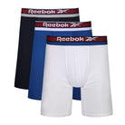 Reebok Mens Ludvig Performance 3 Pack Long Trunks - White/Blue/Navy