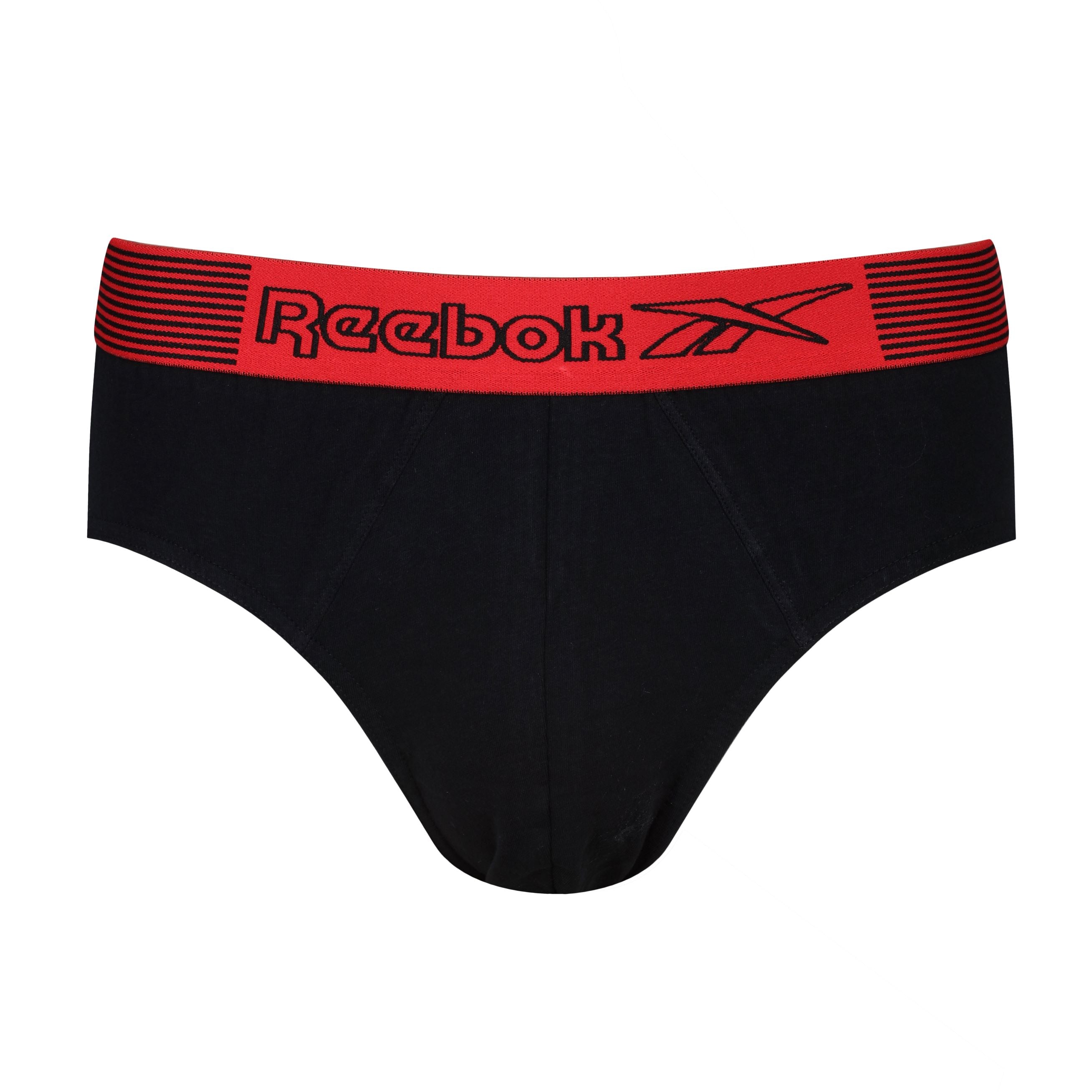 Reebok Mens Cotton Stretch 3 Pack Gavino Black Briefs