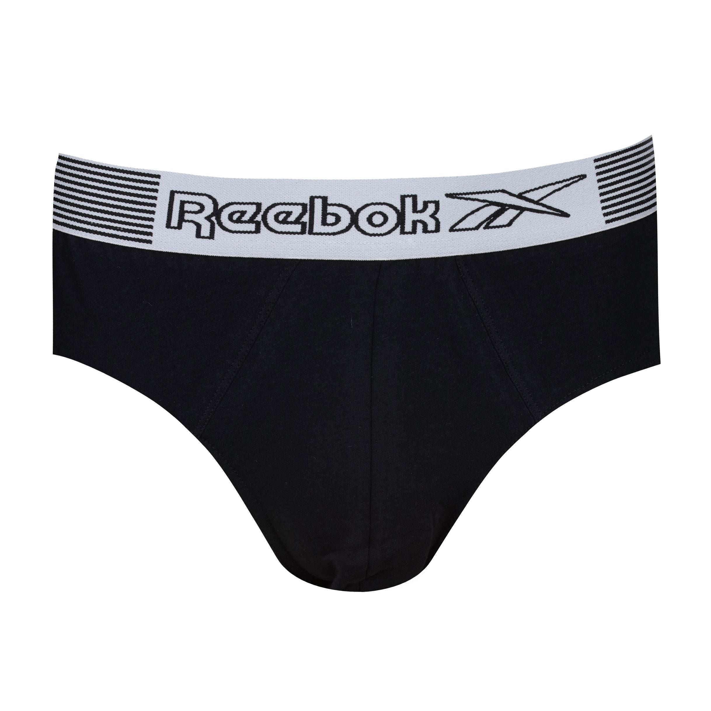 Reebok Mens Cotton Stretch 3 Pack Gavino Black Briefs