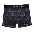 Reebok Mens Cotton Stretch 3 Pack Harley Black Trunks - Black/Print/Grey Marl