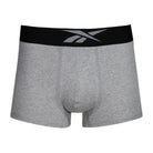 Reebok Mens Cotton Stretch 3 Pack Harley Black Trunks - Black/Print/Grey Marl