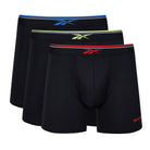 Reebok Mens Performance 3 Pack Raeside Medium Sports Trunks - Black With Red/Lime/Electric