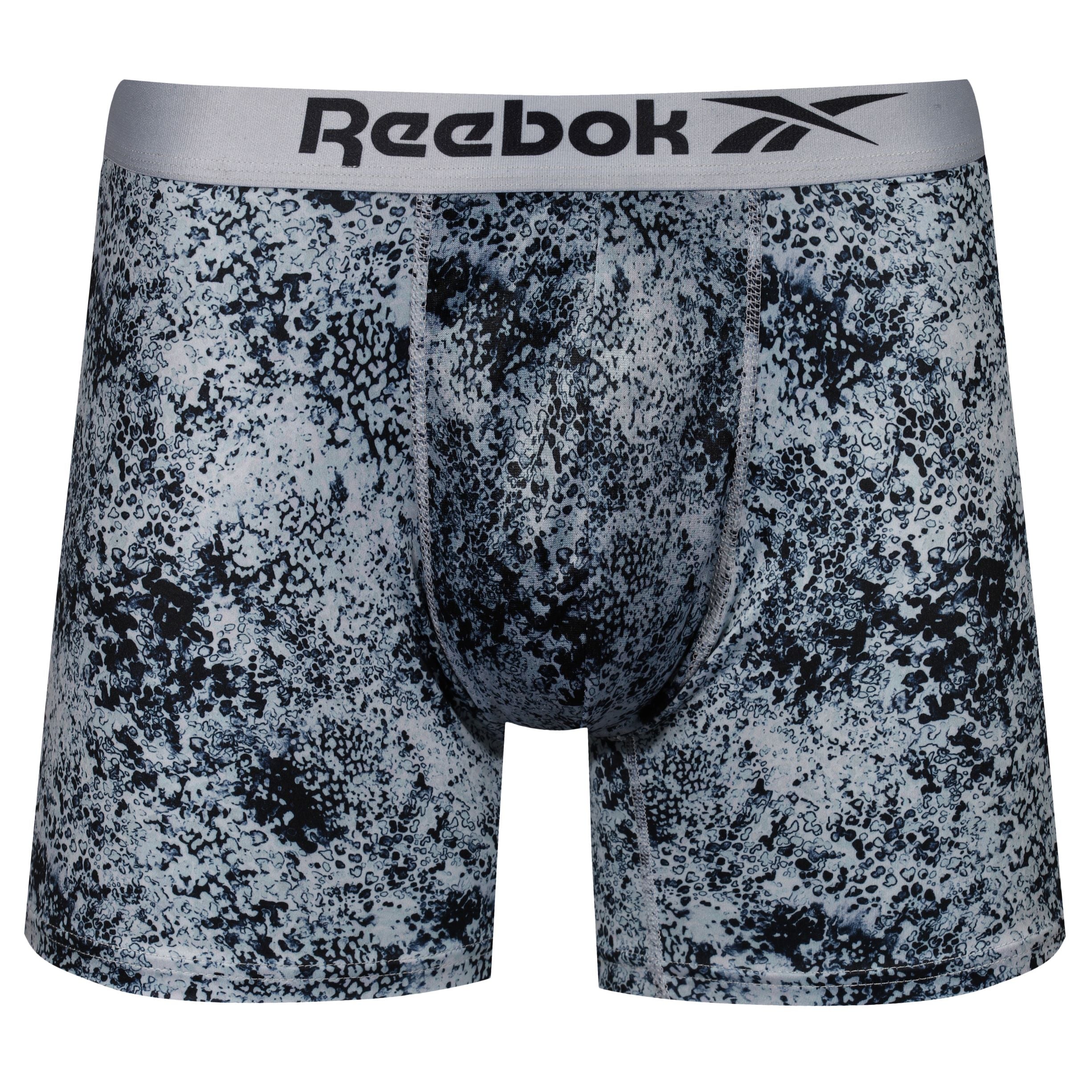 Reebok Mens Performance 3 Pack Adamson Medium Sports Trunks - Black Print/Grey