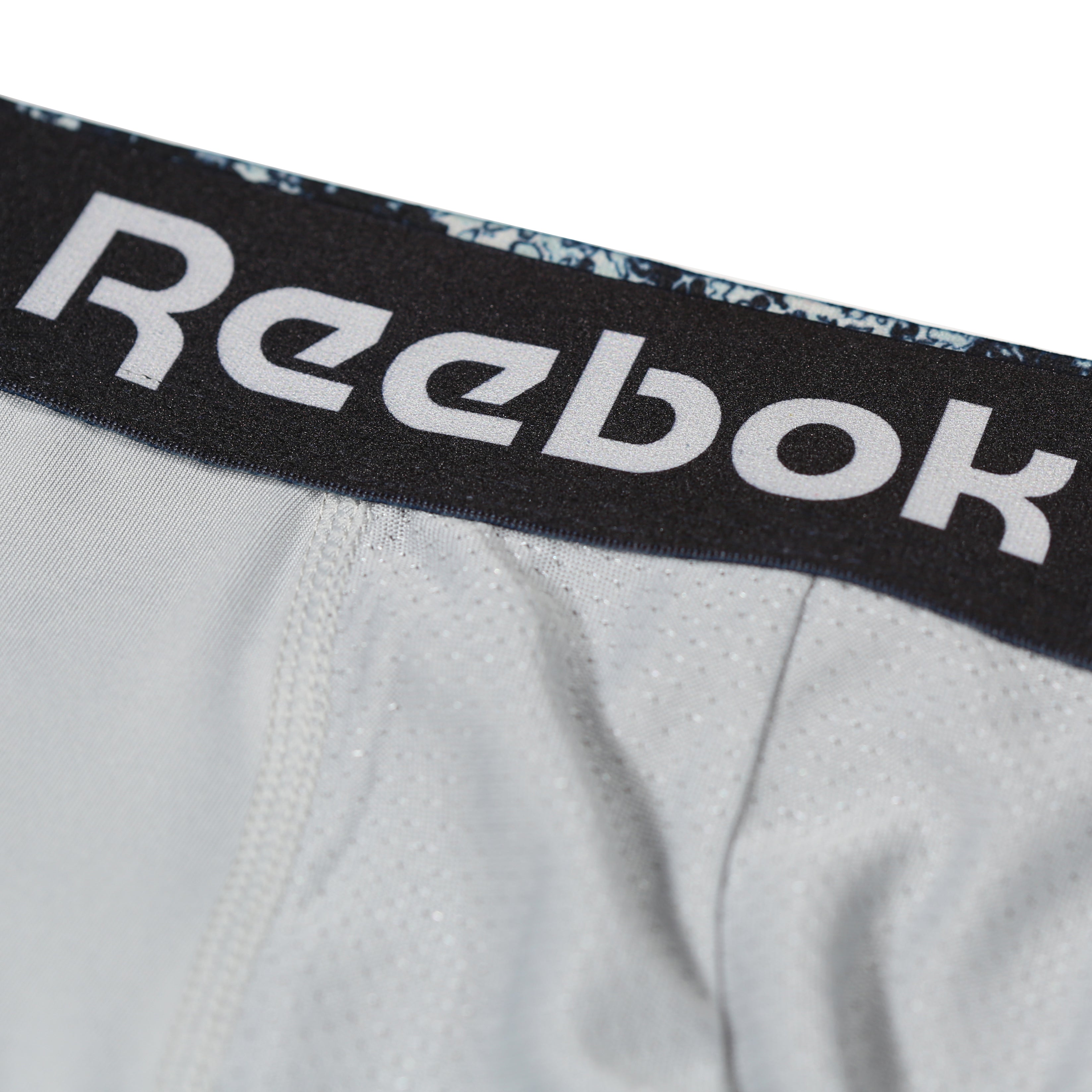 Reebok Mens Performance 3 Pack Adamson Medium Sports Trunks - Black Print/Grey