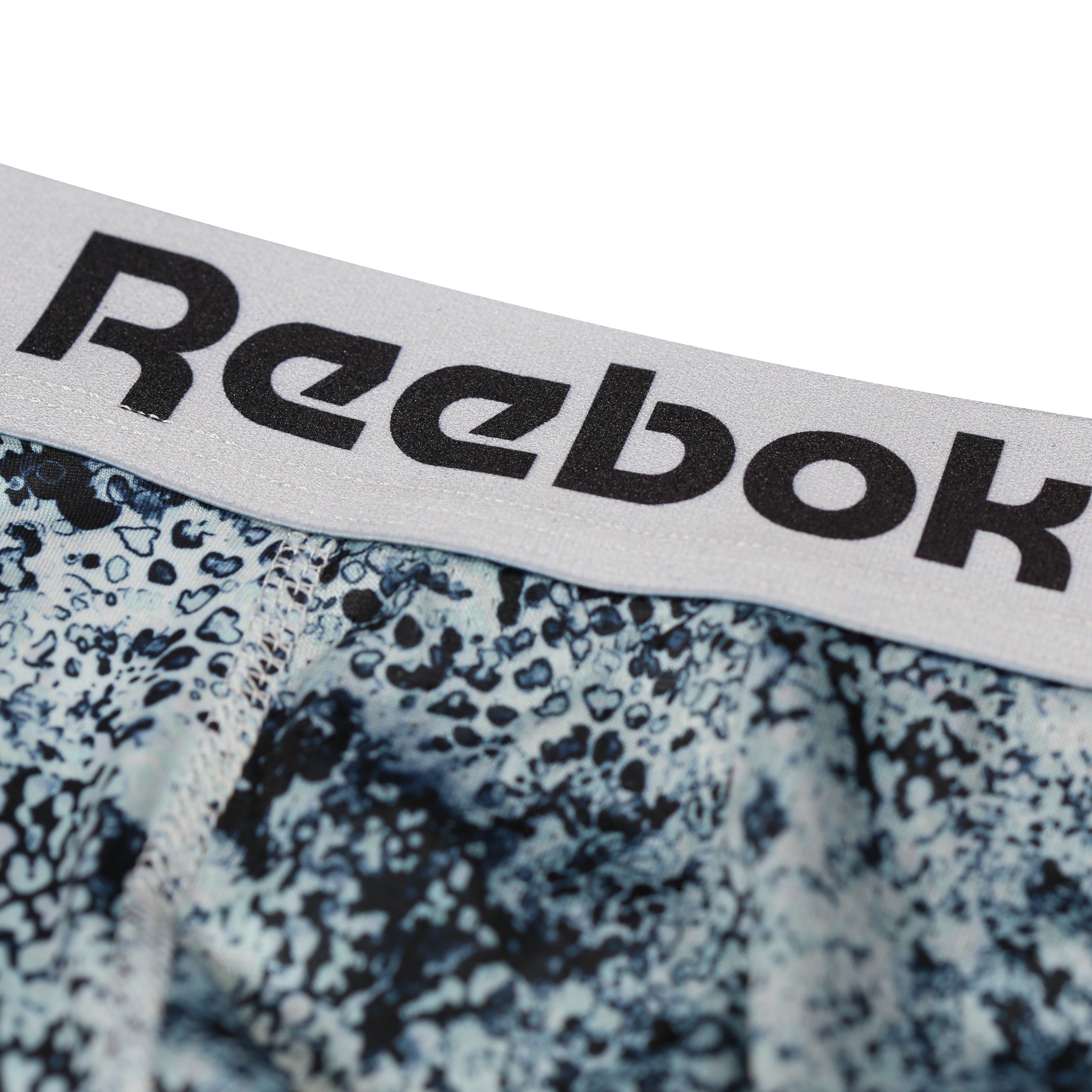 Reebok Mens Performance 3 Pack Adamson Medium Sports Trunks - Black Print/Grey