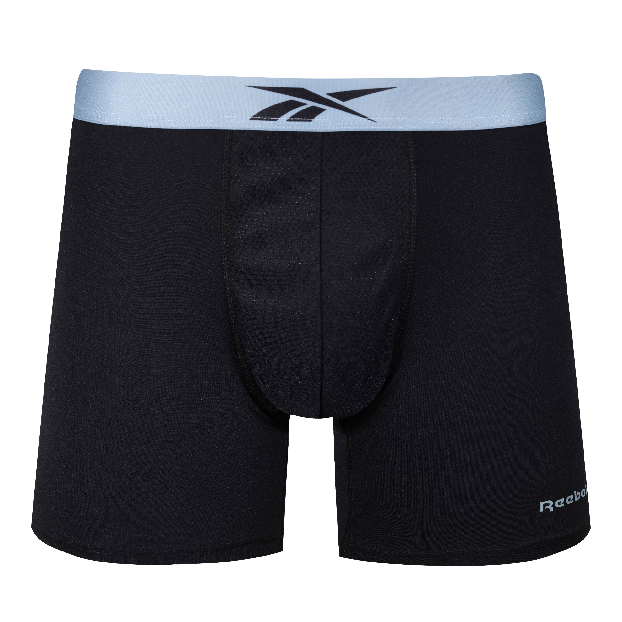 Reebok Mens Performance 3 Pack Ferry Medium Sports Trunks - Black Print/Grey/Black