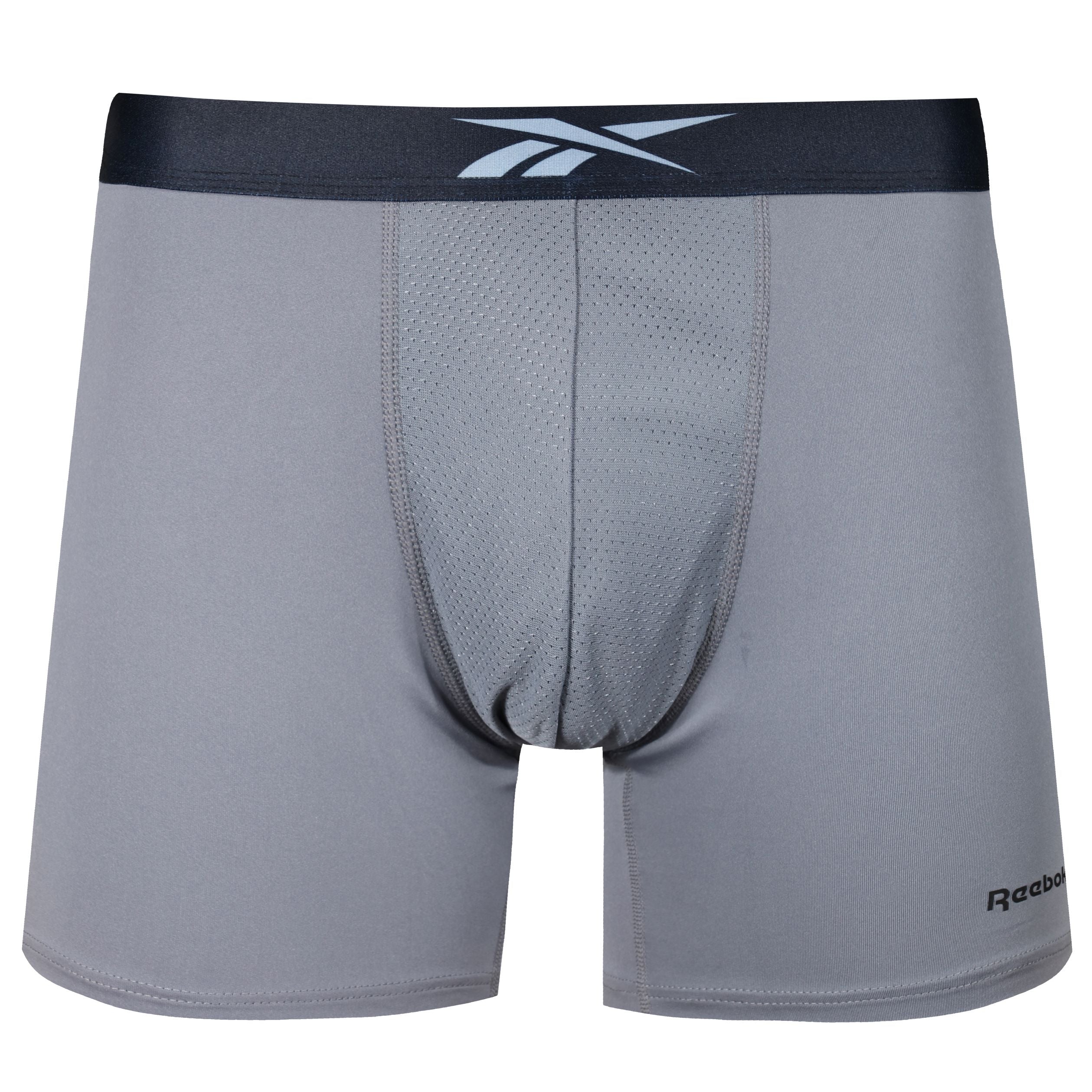 Reebok Mens Performance 3 Pack Ferry Medium Sports Trunks - Black Print/Grey/Black