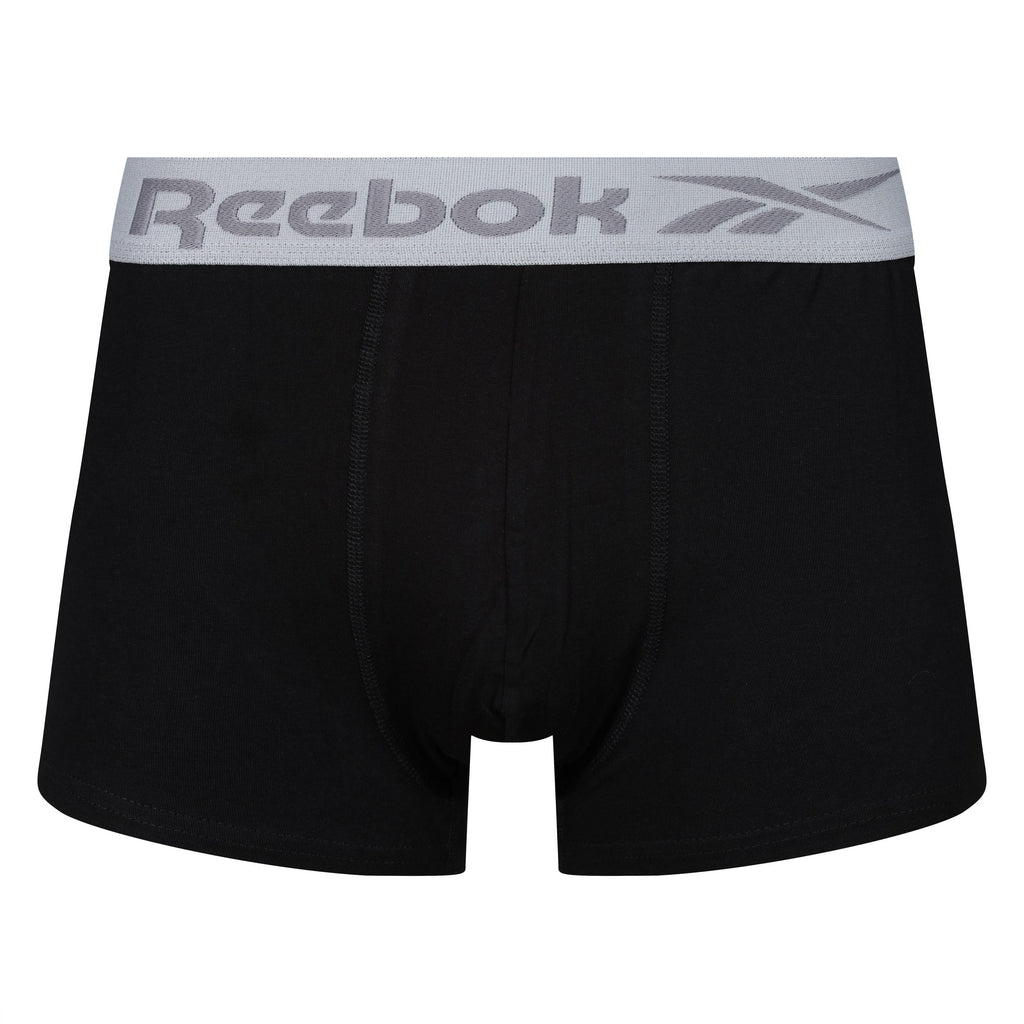 Reebok Mens Cotton Stretch 3 Pack Murchie Black Trunks - Black