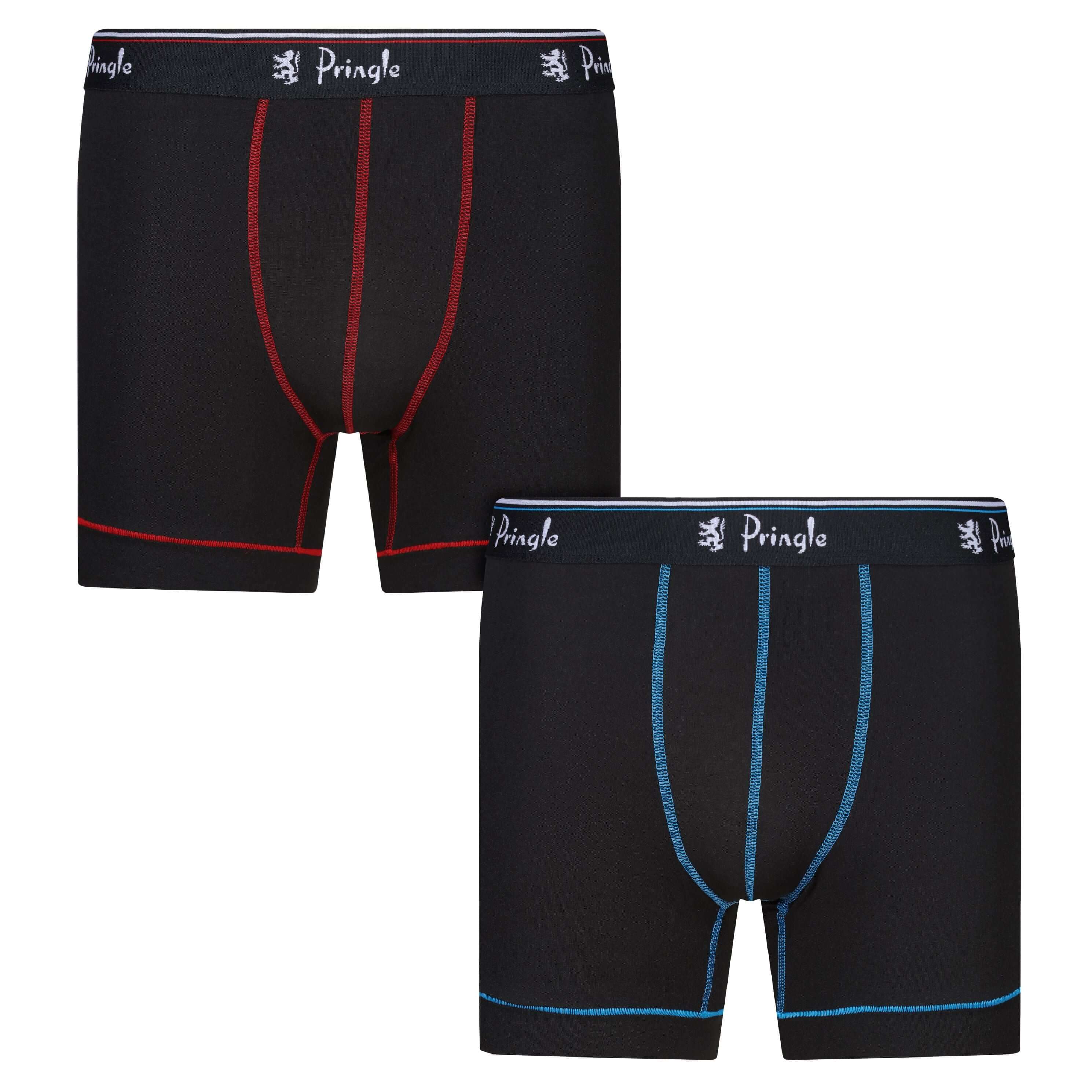 Pringle 2 Pack Men's Performance Sports Trunks - Black Boxers