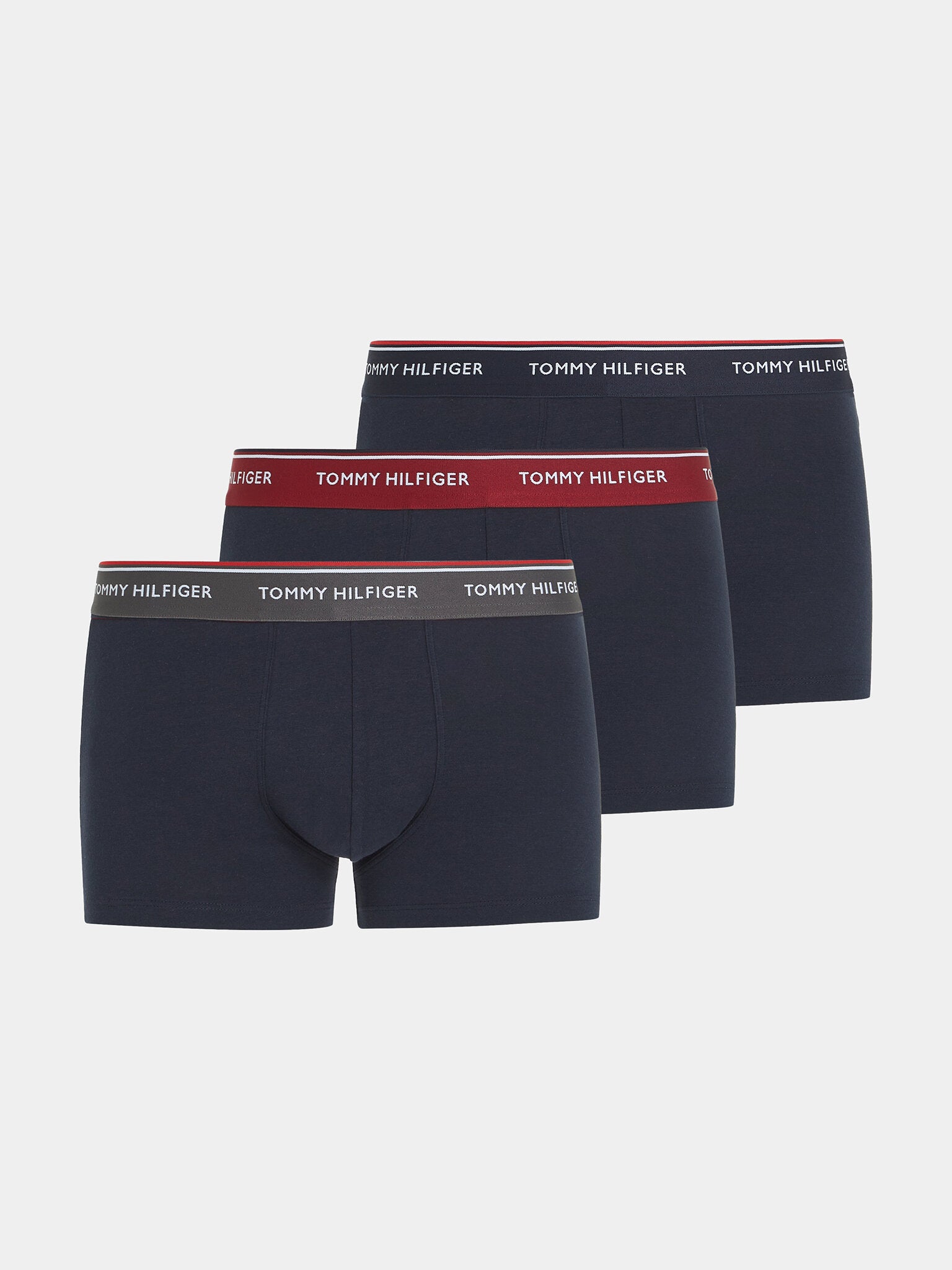 Tommy Hilfiger 3- Pack Repeat Logo Trunks - Black with Coloured Waistbands