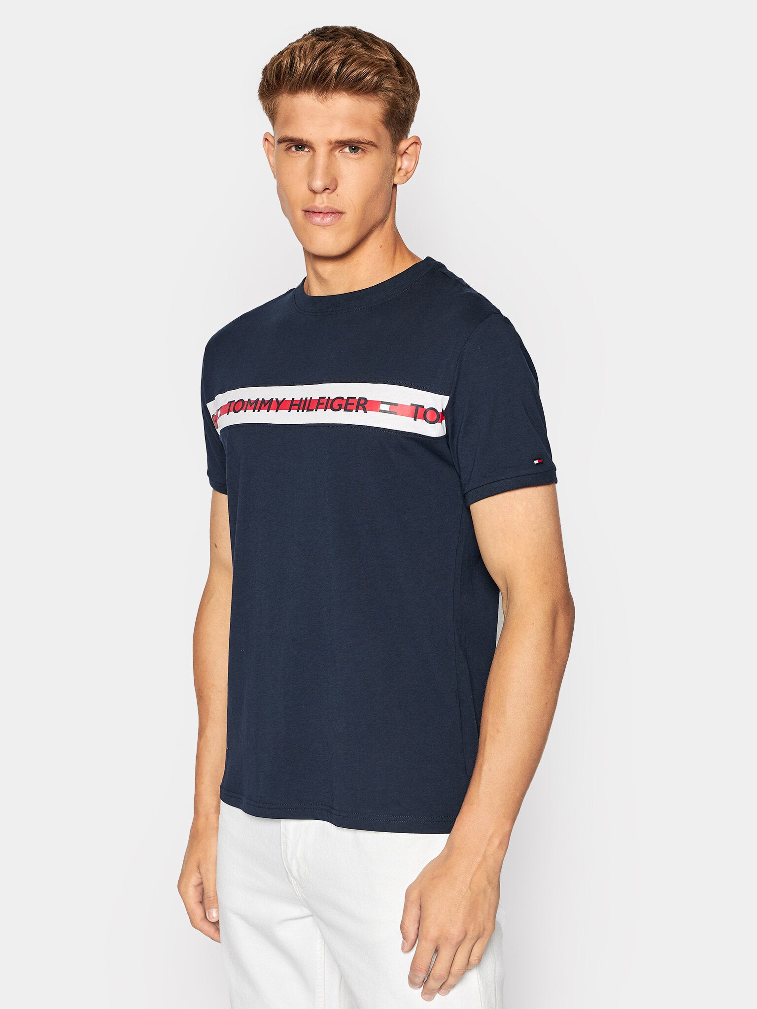 Tommy Hilfiger Logo Stripe T-Shirt - Desert Sky