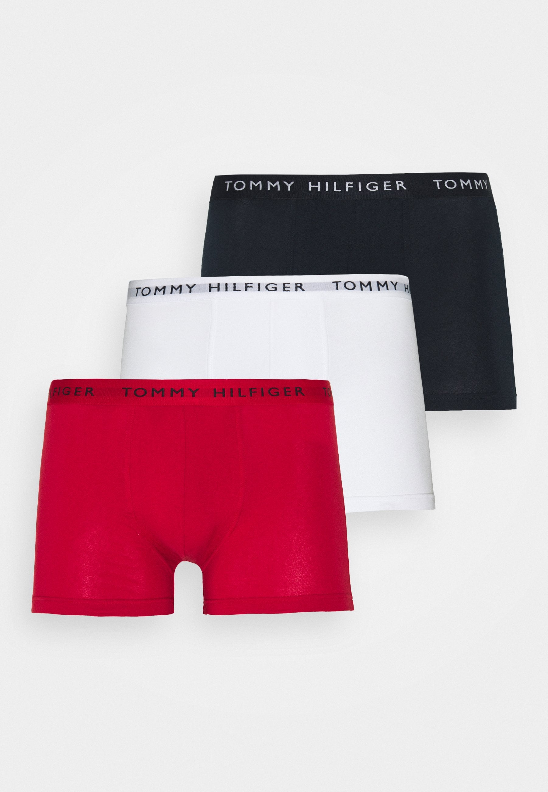 Tommy Hilfiger 3- Pack Essential Logo Waistband Trunks - White/Red/Desert Sky