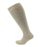 Viyella Mens Knee High Wool Ribbed Sock With Hand Linked Toe - Beige