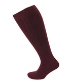 Viyella Mens Knee High Wool Ribbed Sock With Hand Linked Toe - Mulberry