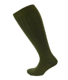 Viyella Mens Knee High Wool Ribbed Sock With Hand Linked Toe - Lovat